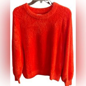Aerie Flurry Crew Neck Super Soft Sweater In Starburst Orange Size Medium